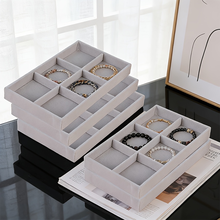 5-Pack Stackable Gray Jewelry Trays for Organised Storage